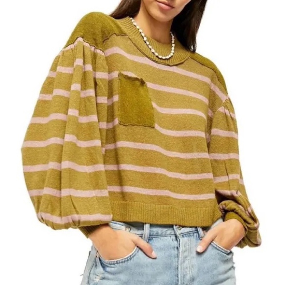 Free people amethyst forest combo sweater purple and green